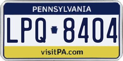 PA license plate LPQ8404