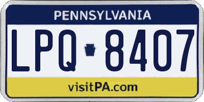 PA license plate LPQ8407