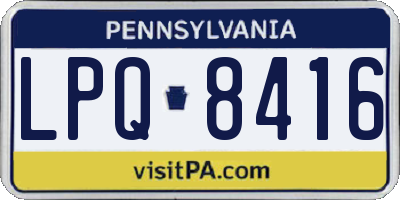 PA license plate LPQ8416
