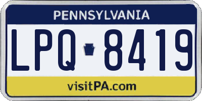 PA license plate LPQ8419