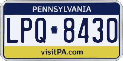 PA license plate LPQ8430