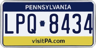 PA license plate LPQ8434