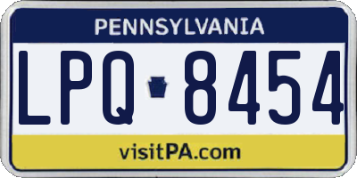 PA license plate LPQ8454