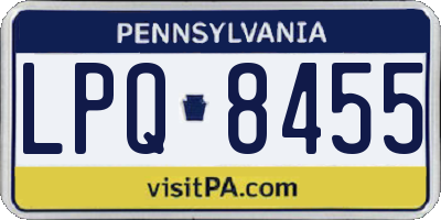 PA license plate LPQ8455