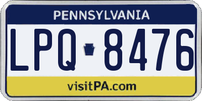 PA license plate LPQ8476