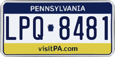 PA license plate LPQ8481
