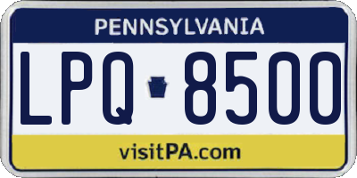 PA license plate LPQ8500