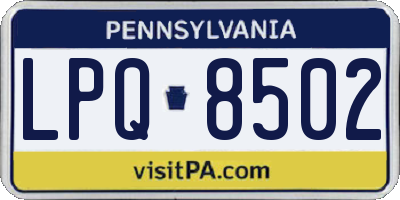 PA license plate LPQ8502