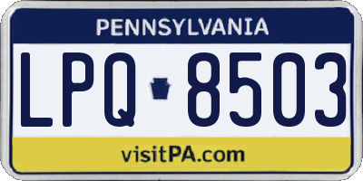 PA license plate LPQ8503