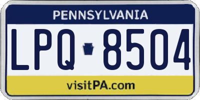 PA license plate LPQ8504