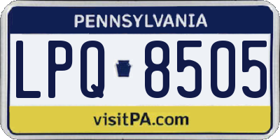 PA license plate LPQ8505