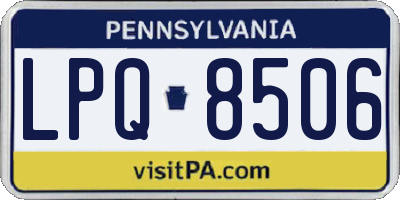 PA license plate LPQ8506