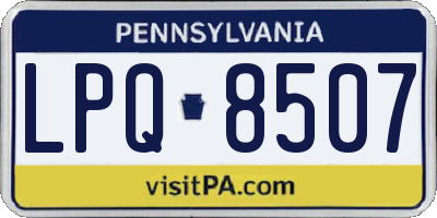PA license plate LPQ8507