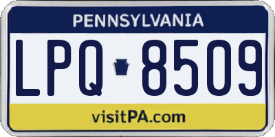 PA license plate LPQ8509