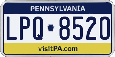 PA license plate LPQ8520