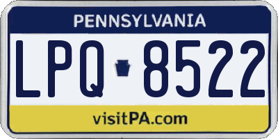 PA license plate LPQ8522