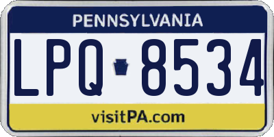 PA license plate LPQ8534