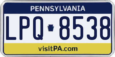 PA license plate LPQ8538