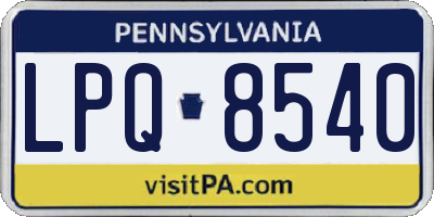 PA license plate LPQ8540