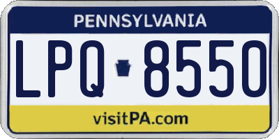PA license plate LPQ8550