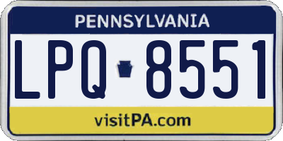 PA license plate LPQ8551