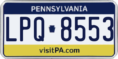 PA license plate LPQ8553