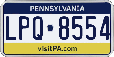 PA license plate LPQ8554