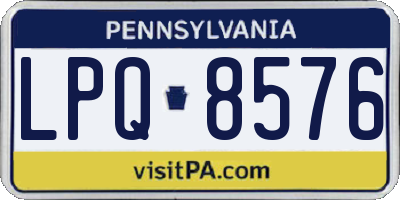 PA license plate LPQ8576
