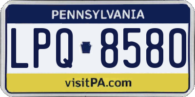 PA license plate LPQ8580
