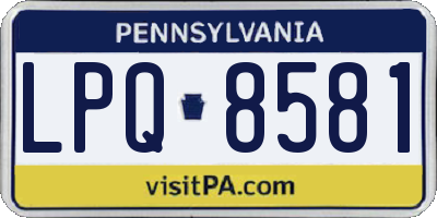 PA license plate LPQ8581