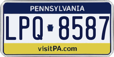 PA license plate LPQ8587