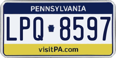 PA license plate LPQ8597
