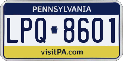 PA license plate LPQ8601