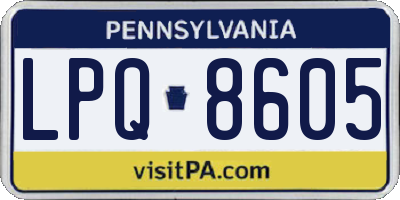 PA license plate LPQ8605