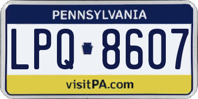 PA license plate LPQ8607
