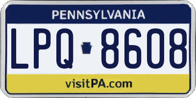 PA license plate LPQ8608