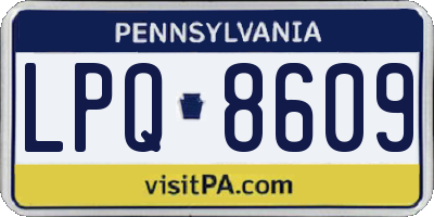 PA license plate LPQ8609