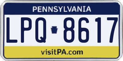 PA license plate LPQ8617