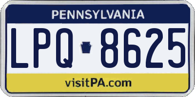 PA license plate LPQ8625