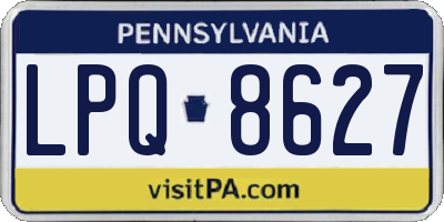 PA license plate LPQ8627