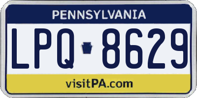 PA license plate LPQ8629