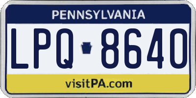 PA license plate LPQ8640