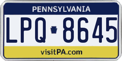 PA license plate LPQ8645