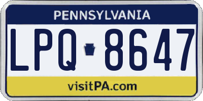 PA license plate LPQ8647