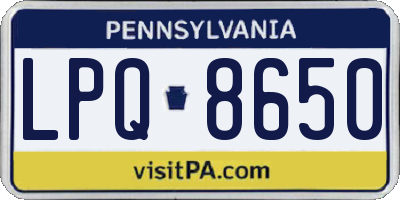 PA license plate LPQ8650