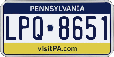 PA license plate LPQ8651