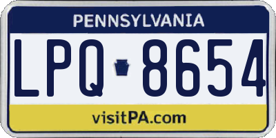 PA license plate LPQ8654