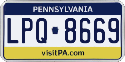 PA license plate LPQ8669