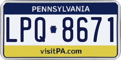 PA license plate LPQ8671