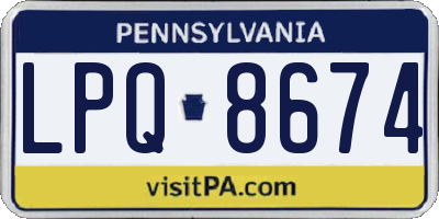 PA license plate LPQ8674